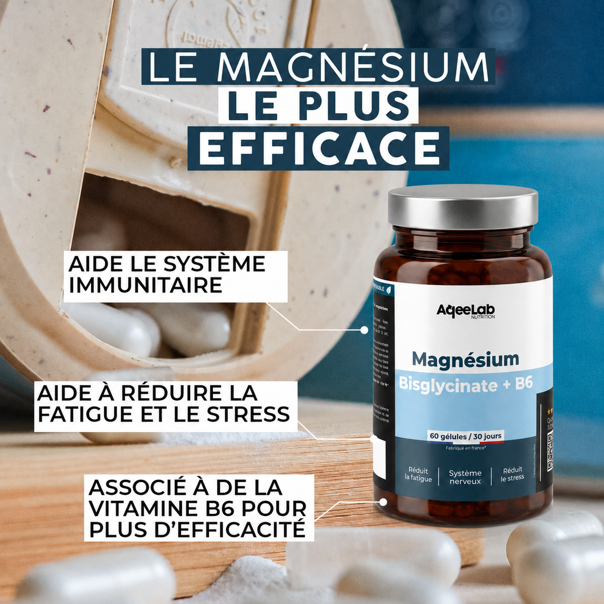 Magnésium Bisglycinate + B6 - Gélules