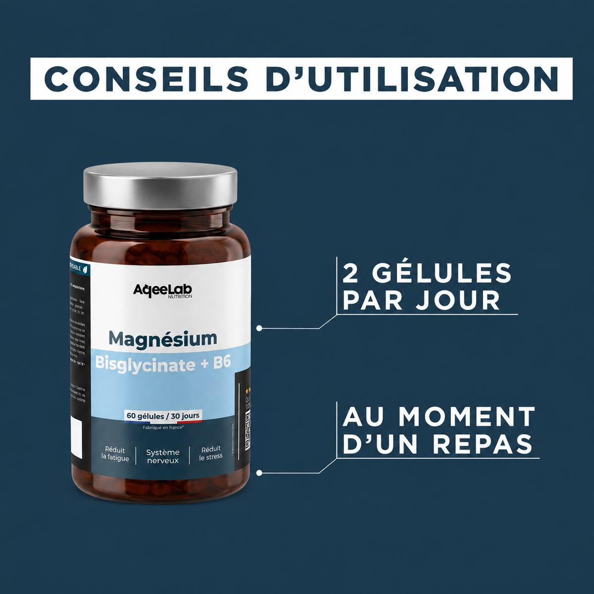 Magnésium Bisglycinate + B6 - Gélules