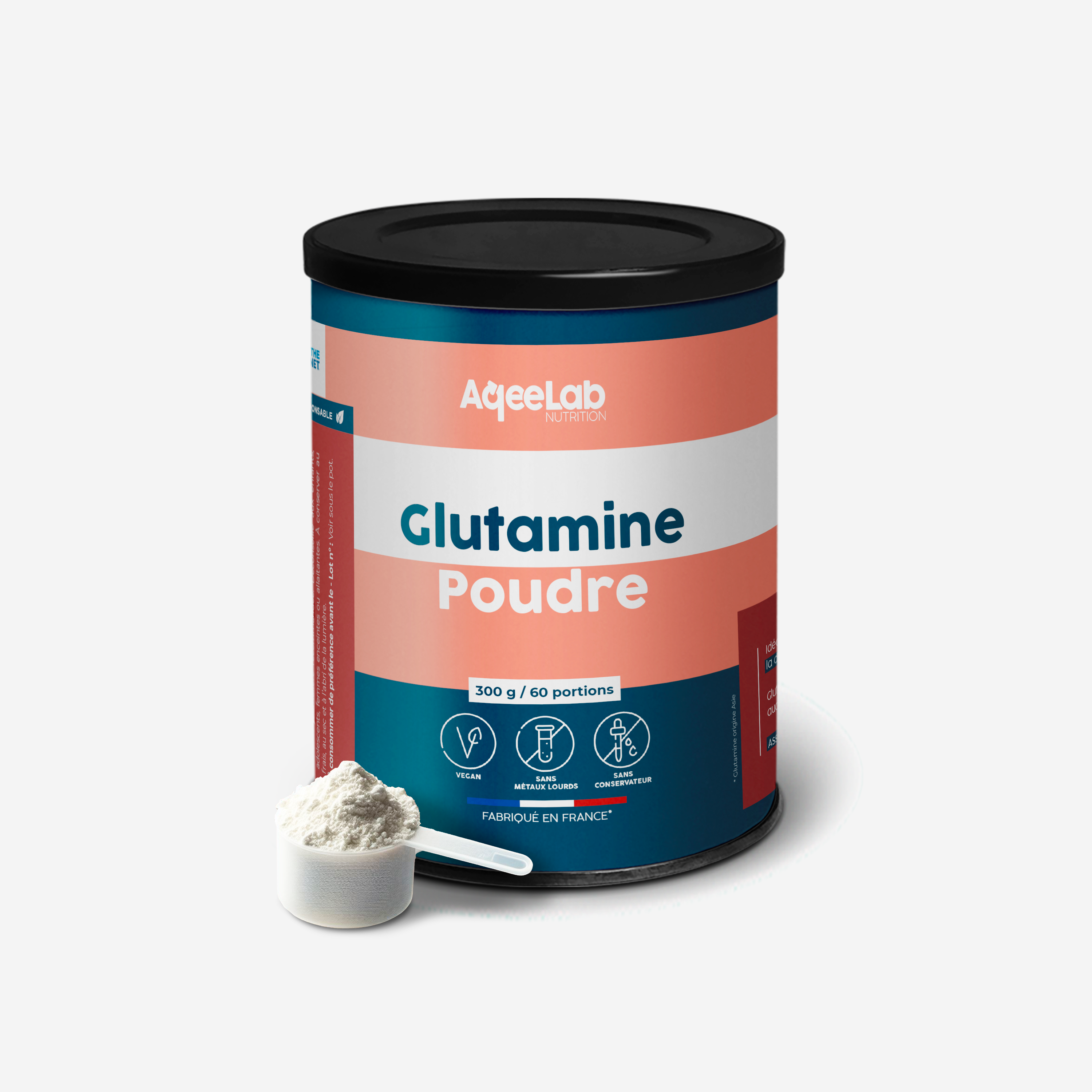 Glutamine pure - Récupération & Digestion - Qualité AqeeLab Nutrition