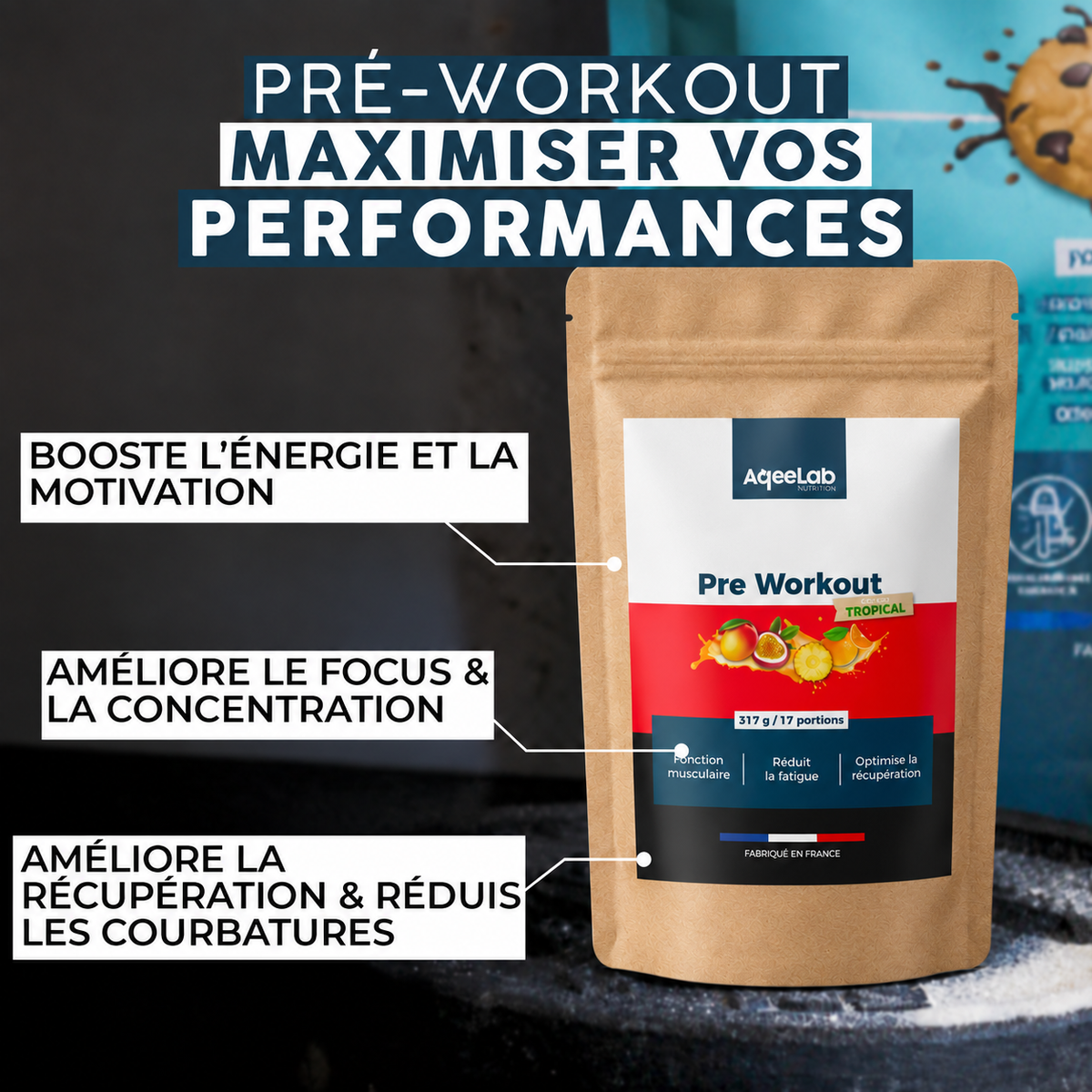 Pre-Workout AqeeLab - Booster électrolytes + citrulline + beta-alanine