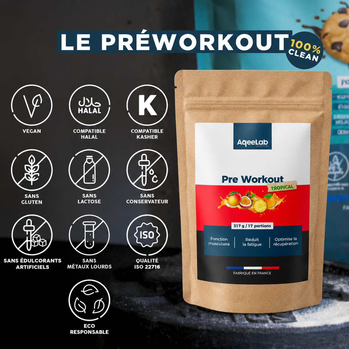 Pre-Workout AqeeLab - Booster électrolytes + citrulline + beta-alanine