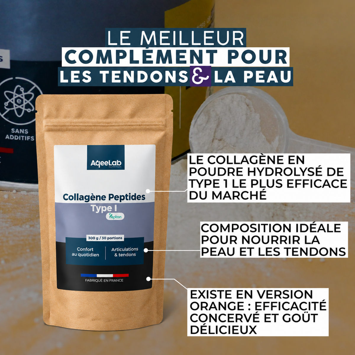 Peptides de Collagène Peptan type 1 - Poudre