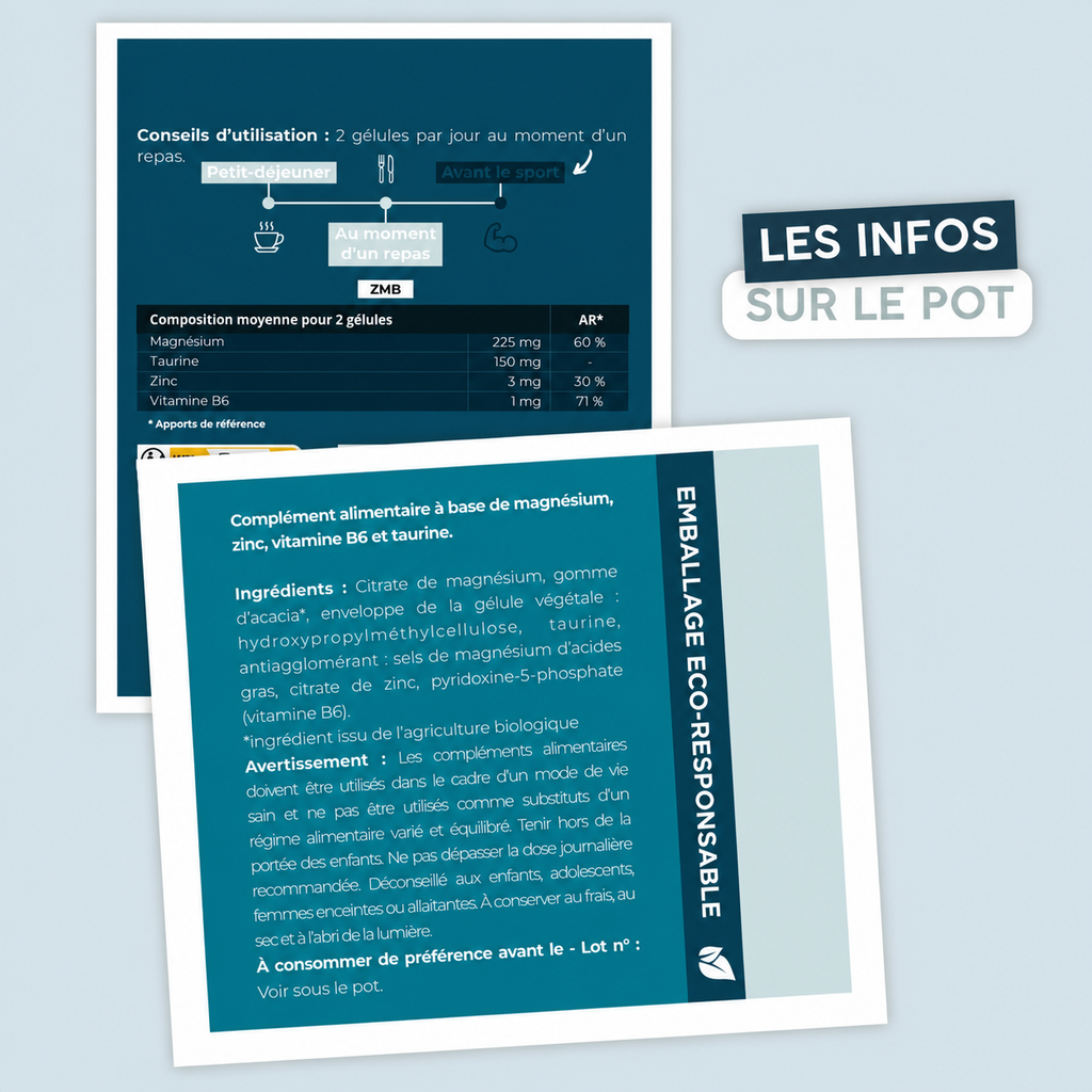 ZMB Gélules : Zinc + Magnésium + Taurine + Vitamine B6